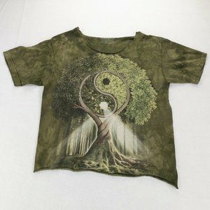 The Mountain Yin Yang Tree Green T-Shirt Medium Tie Dye Nature Zen Forest #1034